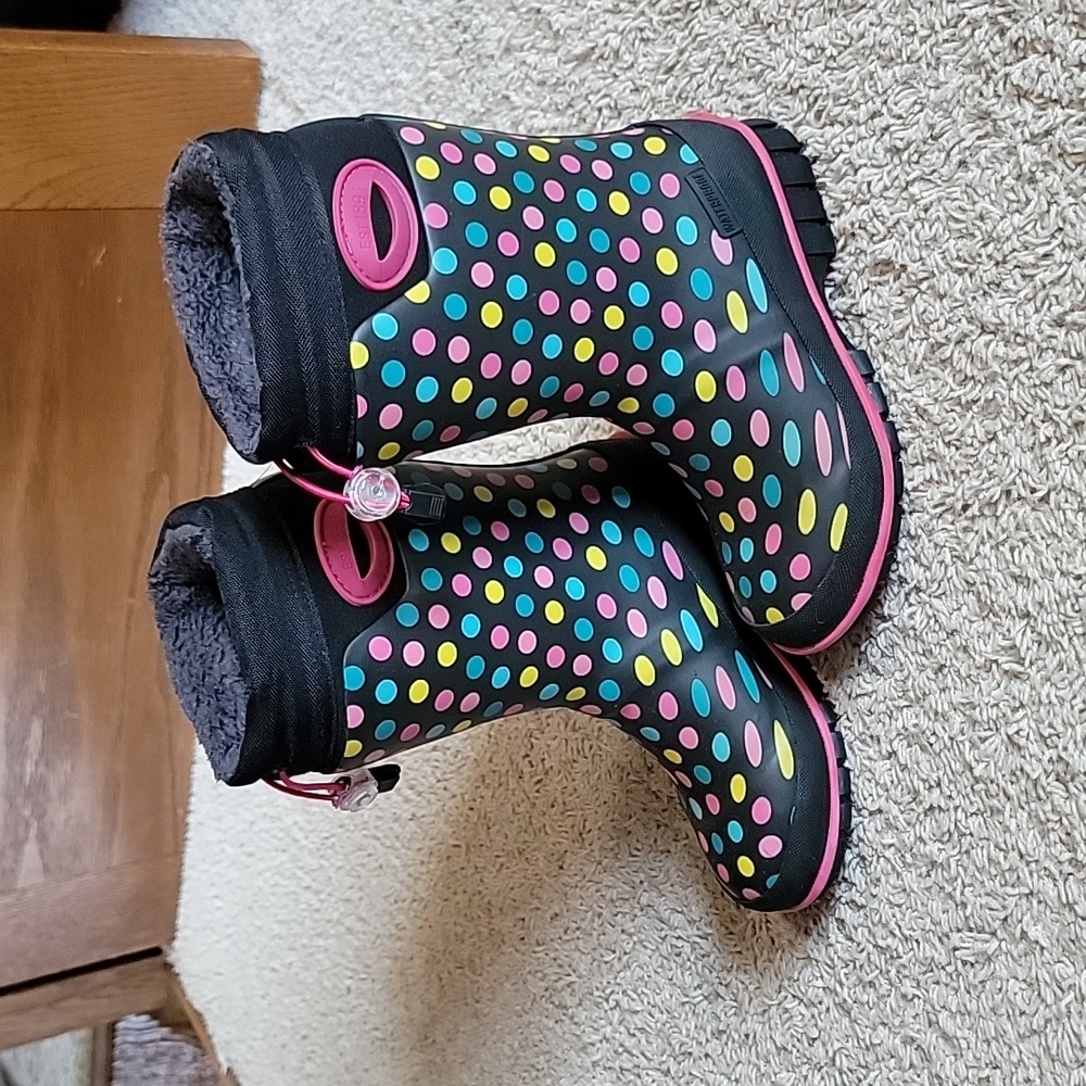 Western Chief Girls Size 12 Waterproof Winter Boots Faux Fur Lined -30°F EUC - Picture 1 of 14